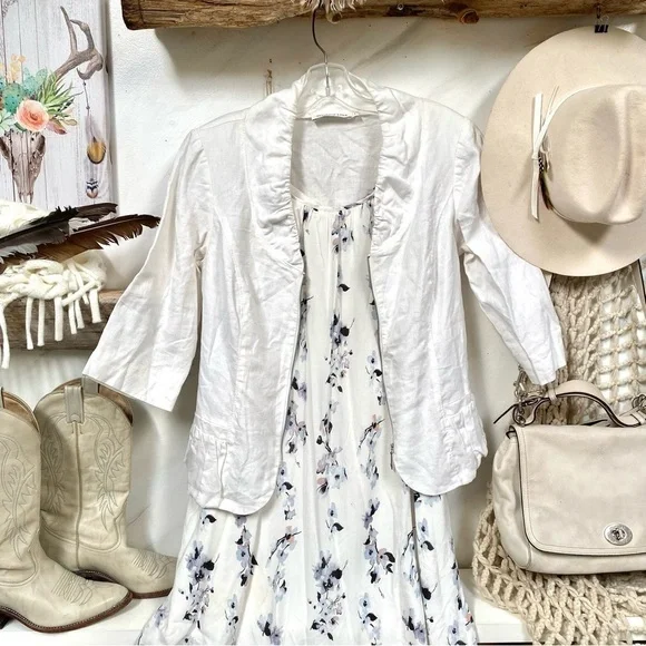 Melanie Lynn LINEN summer jacket/cover up w beach vibe - Picture 2 of 7